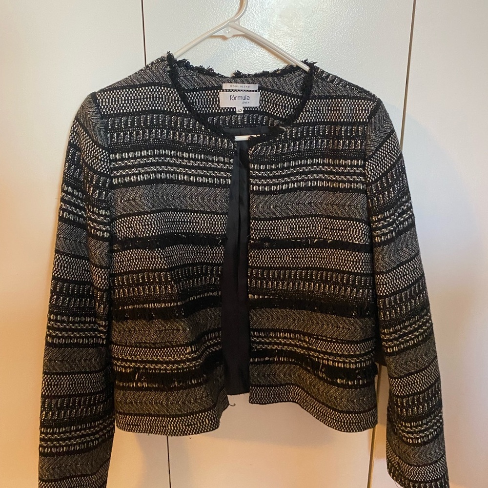 Tweed blazer black with details